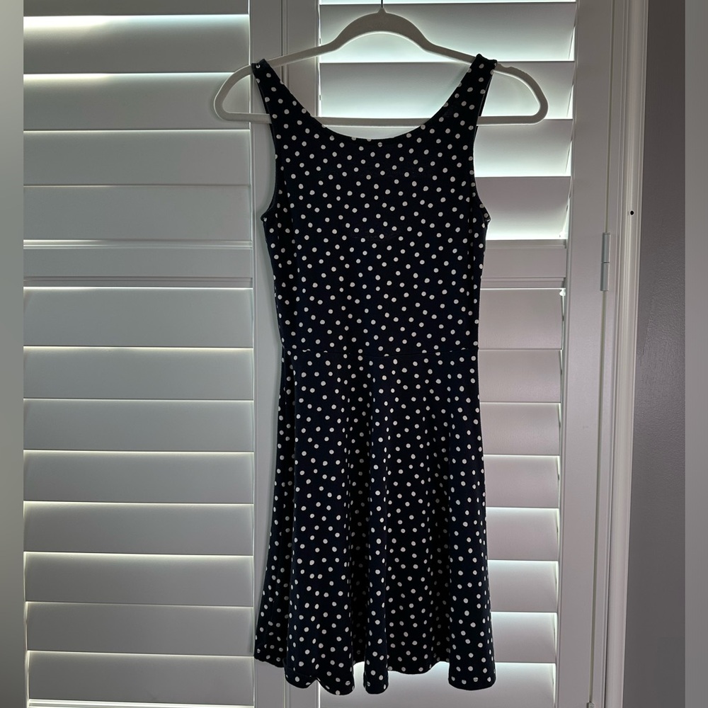 Navy blue polka dot dress - size 4